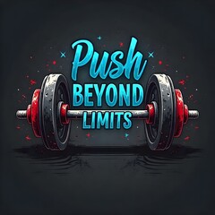 Push Beyond Limits – Motivational Dumbbell Fitness Design