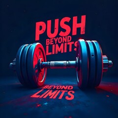 Push Beyond Limits – Motivational Dumbbell Fitness Design