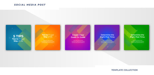 Tips for social media business marketing text here, colorful, tutorial, tips, post banner layout template background design element,