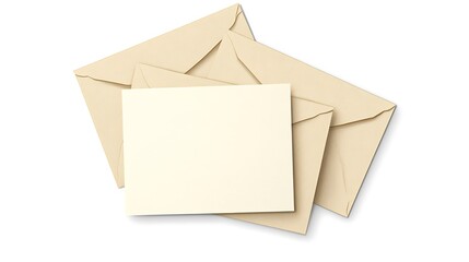 Close up of three cream colored envelopes and a blank card stock