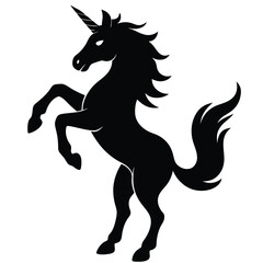 unicorn dancing silhouette isolated vector