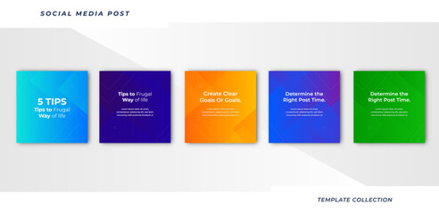 Tips for social media business marketing text here, colorful, tutorial, tips, post banner layout template background design element,