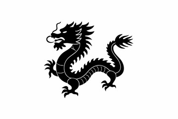 Chinese dragon vector silhouette illustration isolated on white background