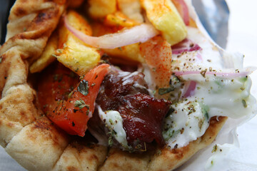 Souvlaki pita gyros Greek restaurant healthy fast food
