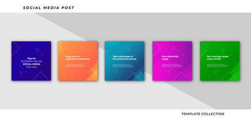 Tips for social media business marketing text here, colorful, tutorial, tips, post banner layout template background design element,