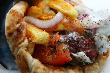 Souvlaki pita gyros Greek restaurant healthy fast food

