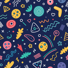 Abstract pattern with colorful shapes and lines