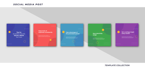 Tips for social media business marketing text here, colorful, tutorial, tips, post banner layout template background design element,