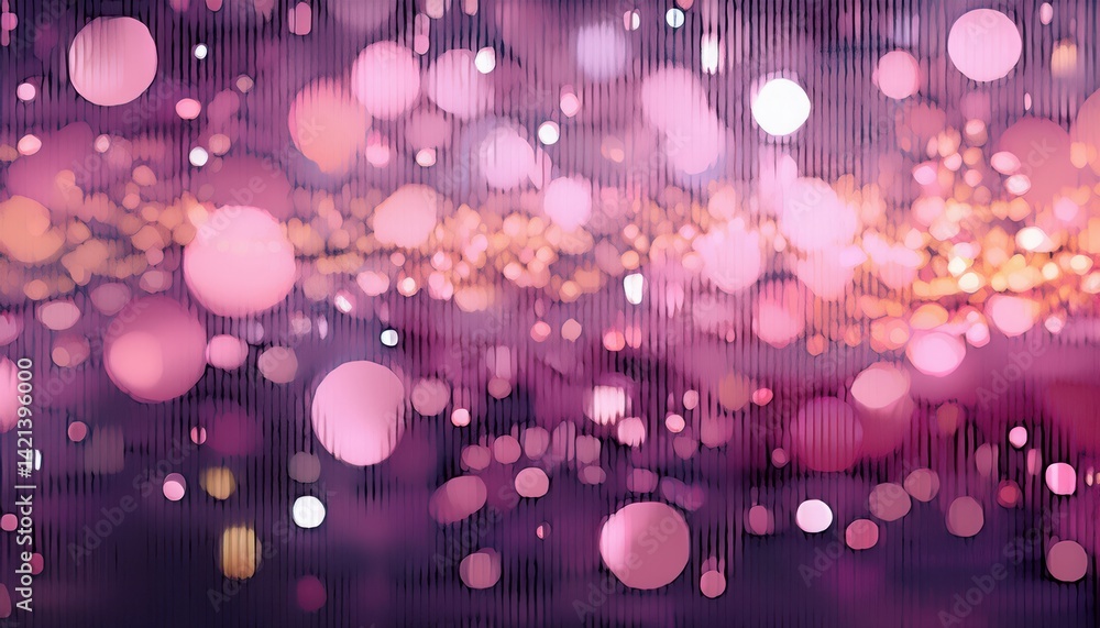 Poster abstract purple bokeh light pattern with vertical paint drips for romantic design, digital art backg