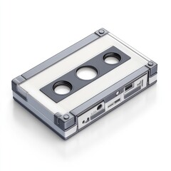 Obraz premium Grey and white cassette tape design, digitally rendered.