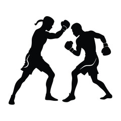 boxing match between two fighters vector scene