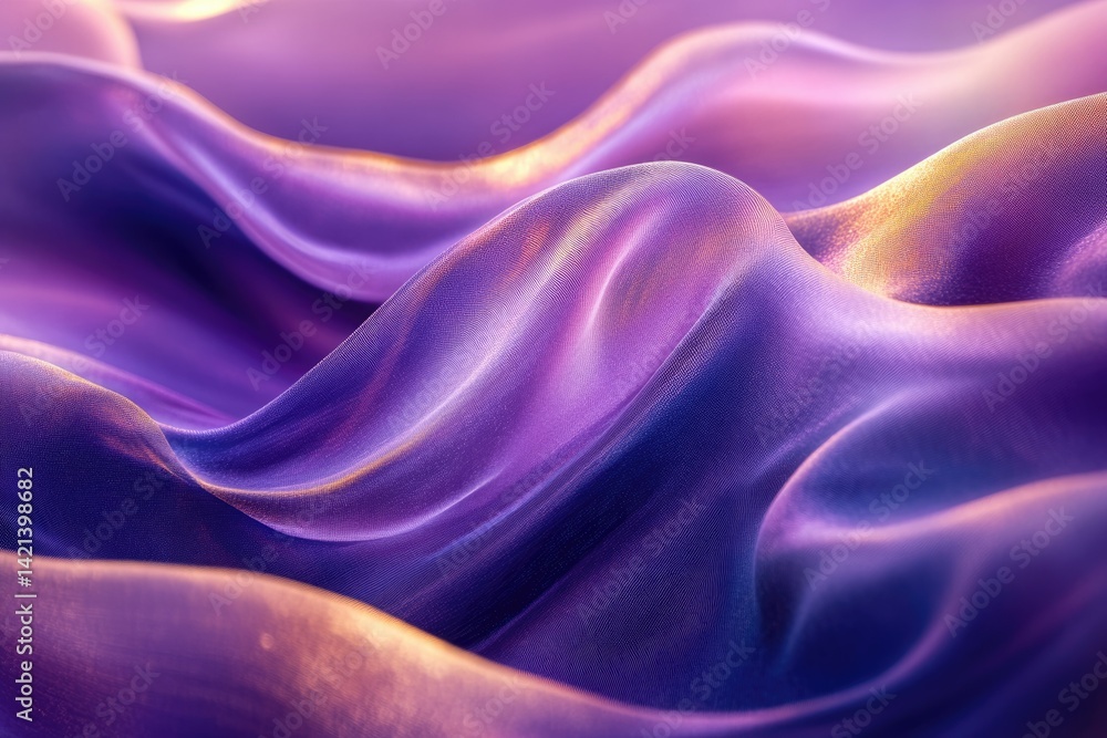 Aufkleber abstract image of flowing purple fabric with soft, gentle waves and iridescent highlights.