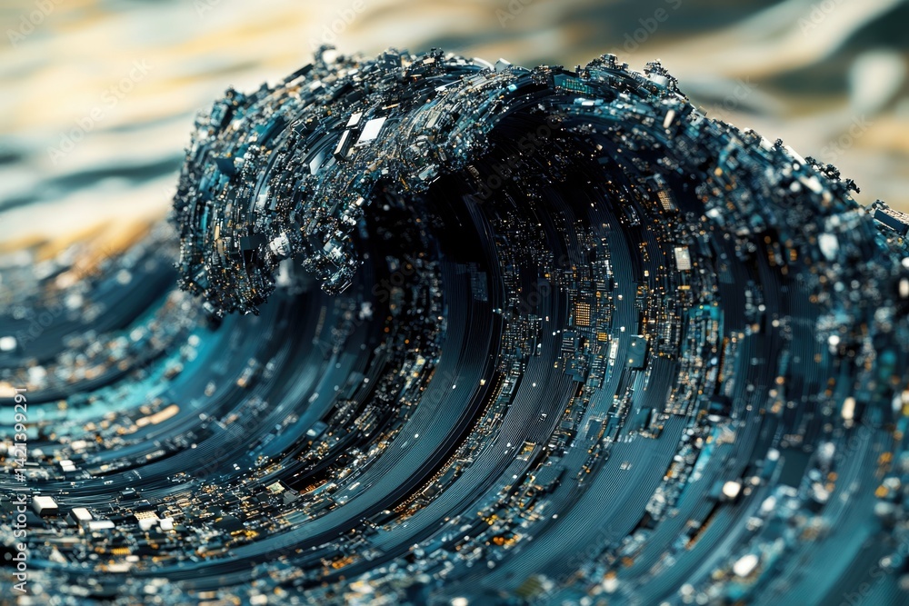 Poster A mesmerizing wave of circuit boards, symbolizing the flow of data and the power of technology.