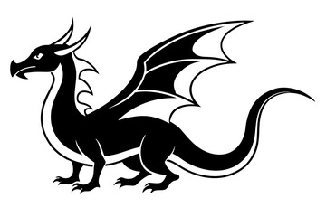 dragon vector silhouette illustration isolated on white background