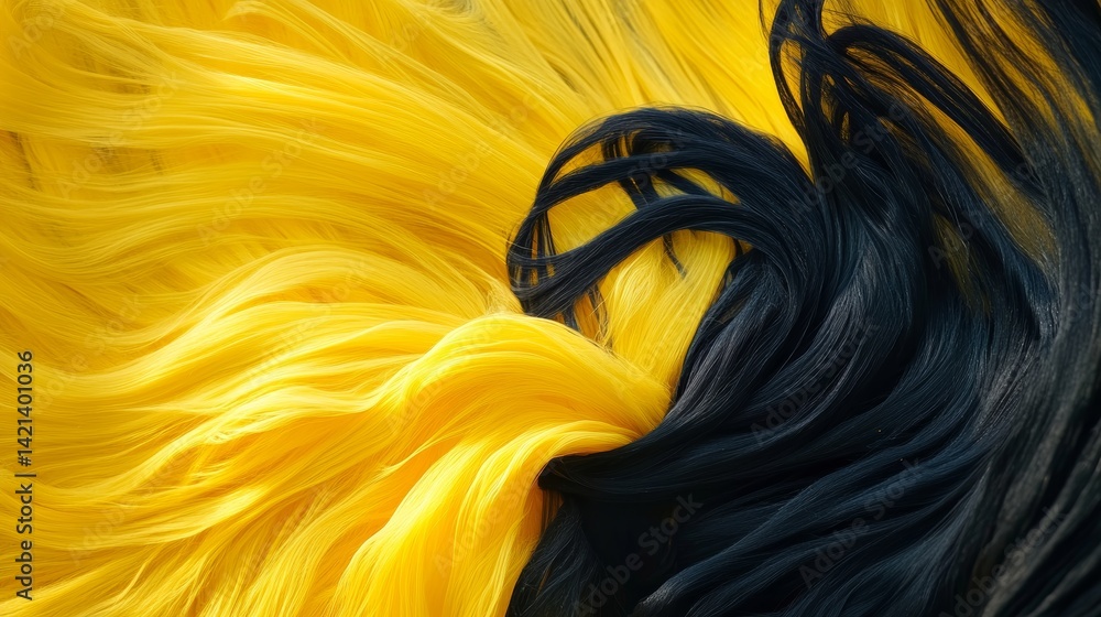 Poster yellow and black flowing texture with daylight effect fluid streaks create a dynamic background for 