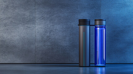 Innovative glowing banana smoothie bottle modern kitchen infographic design minimalist environment close-up view