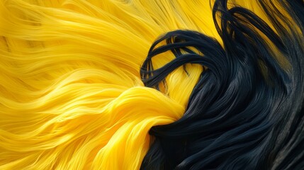 Yellow and black flowing texture with daylight effect fluid streaks create a dynamic background for creative projects and abstract designs 