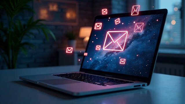 Email warning alert concept, New email notification, Business email and email working, receive and send mail