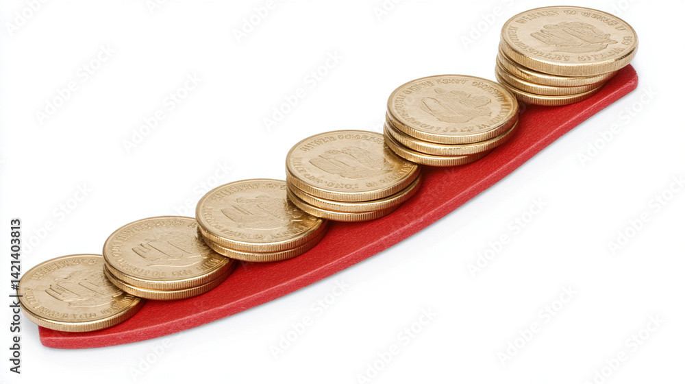 Poster analyzing financial performance through a coin stack comparison business setting infographic studio 