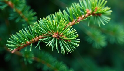 Intricate texture of pine needles, vibrant green branches , texture, forest, tree
