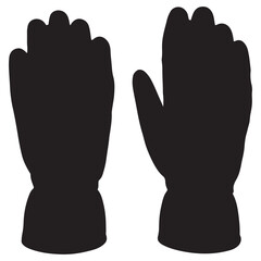 Black gloves illustration for winter protection and warmth against cold weather gear and apparel design silhouette