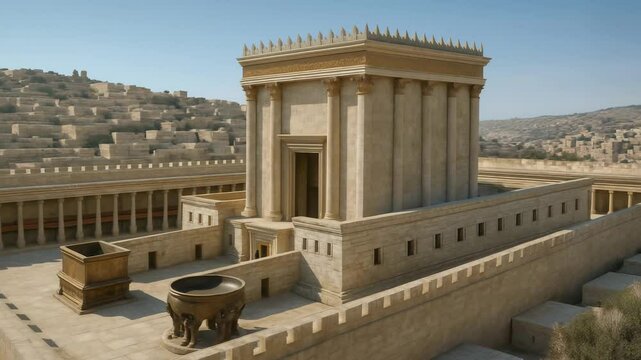 Visualization of Solomon's Temple or First Temple - a biblical Temple in Jerusalem believed to have existed between the 10th and 6th centuries BCE
