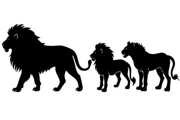 set of lion vector silhouette illustration isolated on white background