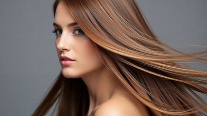 Fashion woman with straight long shiny hair. Beauty and hair care