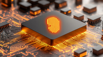 Biometric fingerprint scanner technology digital circuit board image high-tech environment close-up innovation