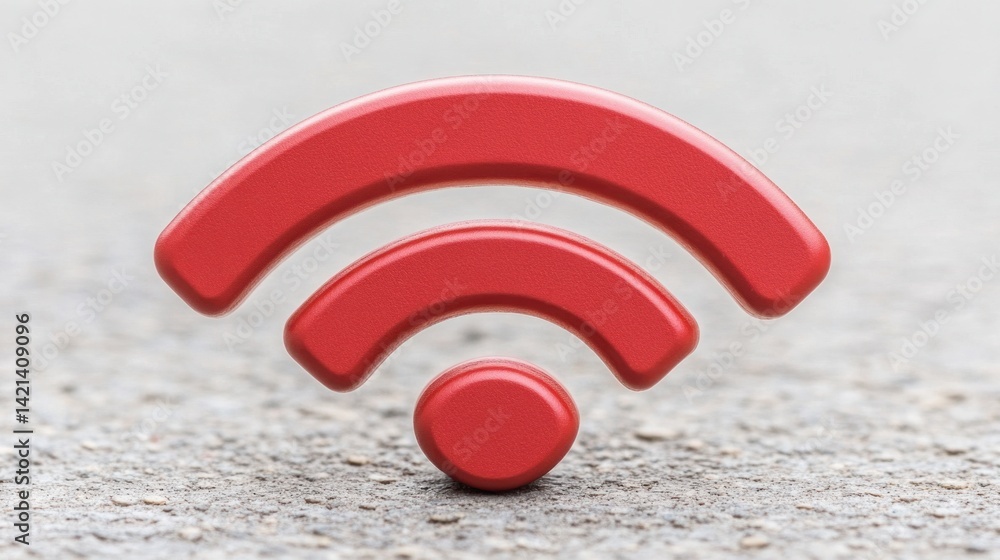 Aufkleber A red wifi symbol is displayed against a neutral concrete background pattern.