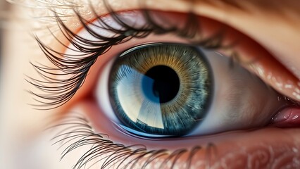 Close-Up Of A Girl'S Large Eye With Long Eyelashes