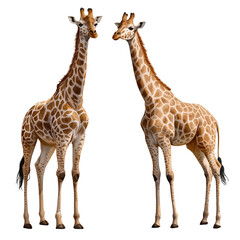 Obraz premium 2 realistic giraffes standing transparent background PNG