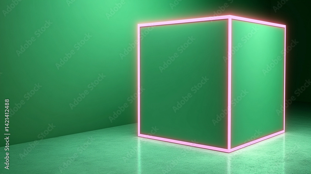 Poster glowing cube animation digital studio 3d content futuristic environment close-up view creative visua