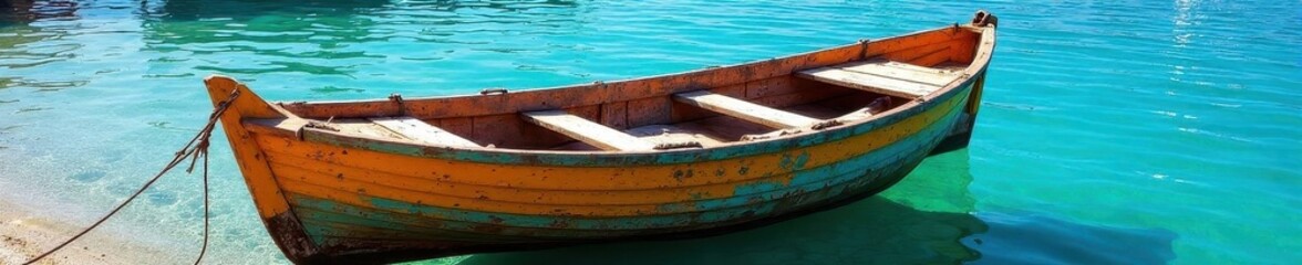Sun-bleached Adriatic fishing boat, weathered wood, nets , weathered, sail, travel