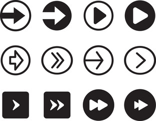 Set arrow icons. Collection different arrows sign. Set different cursor arrow direction symbols in flat style. Black arrows icons – stock vector