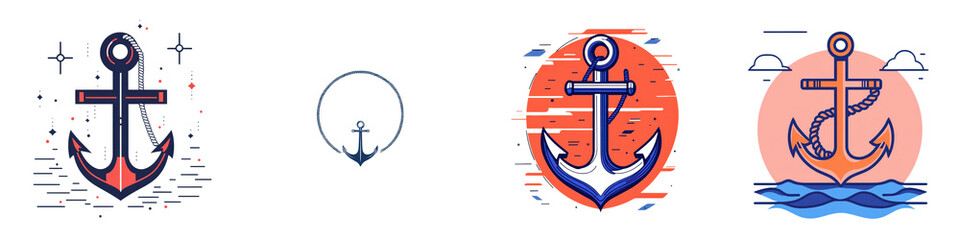 Obraz premium Minimalist anchor with small rope symbol