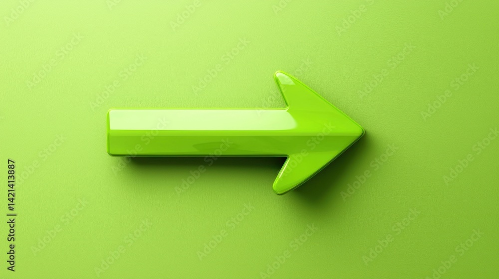 Aufkleber an eye-level view shows a single green arrow pointing right on green background.