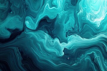 Intricate teal and dark blue abstract fluid design.