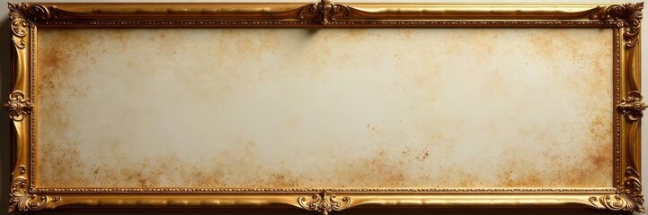 Elegant gold frame encloses empty textured canvas , art, gallery, art print