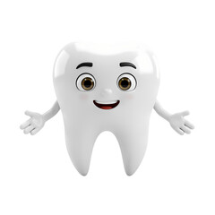 Adorable Cartoon Tooth Character Image Perfect for Dental Websites and Kids Content isolated on transparent background