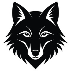 minimalist black wolf head front vector design