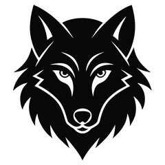 wolf head black silhouette front view vector art