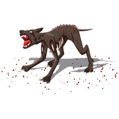 Fierce Zombie Dog Vector Illustration