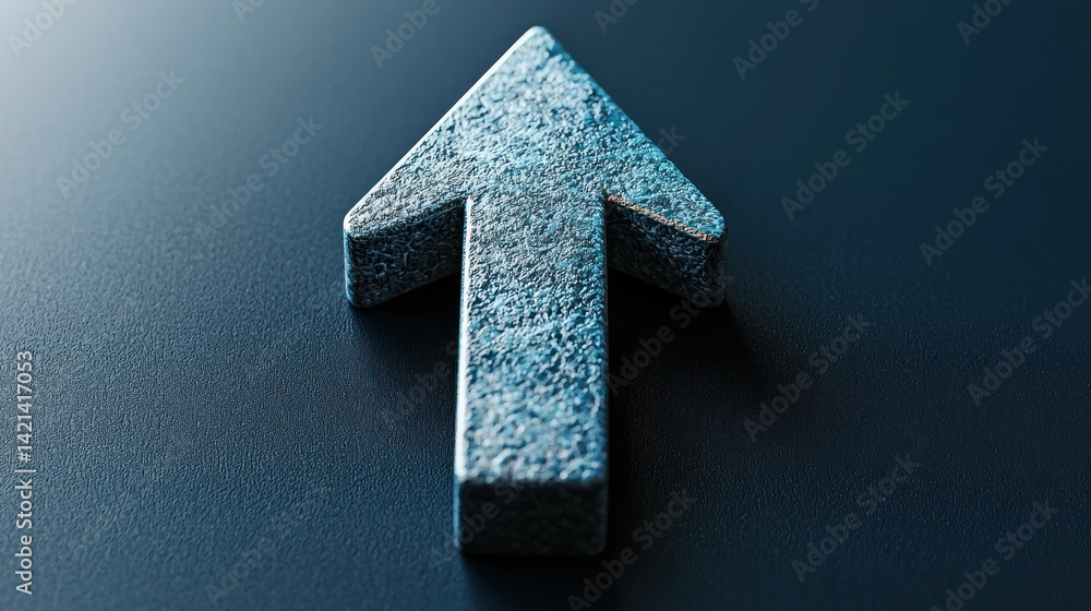 Poster a textured upward pointing arrow suggests direction towards future growth.