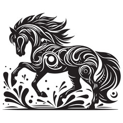 create simple black Horse Silhouette Vector with white background