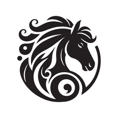create simple black Horse Silhouette Vector with white background