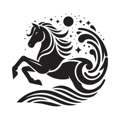 create simple black Horse Silhouette Vector with white background