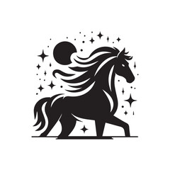 create simple black Horse Silhouette Vector with white background