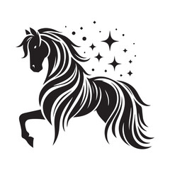 create simple black Horse Silhouette Vector with white background	
