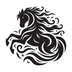 create simple black Horse Silhouette Vector with white background	
